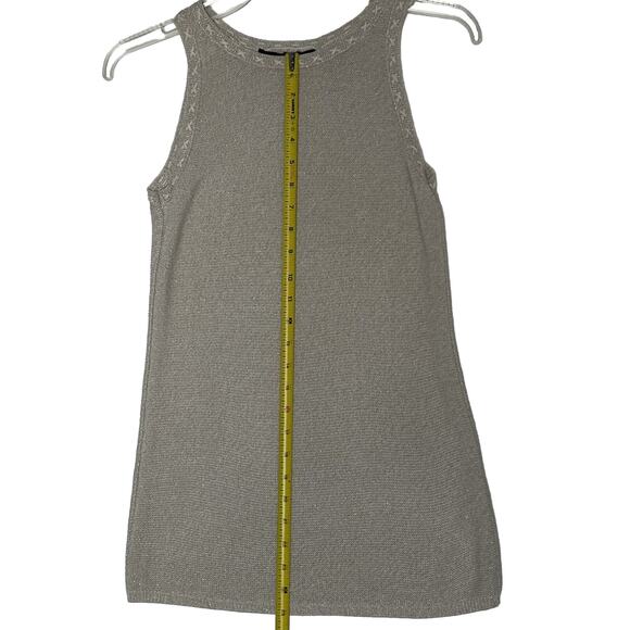 White House Black Market Tunic Length Tank Oatmeal, Gold Threading Glittery, XS - Picture 8 of 13